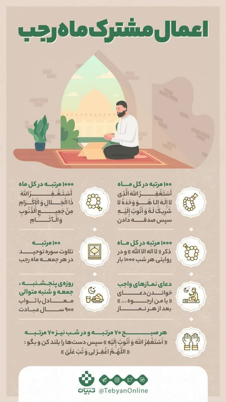 اعمال ماه مشترک ماه رجب