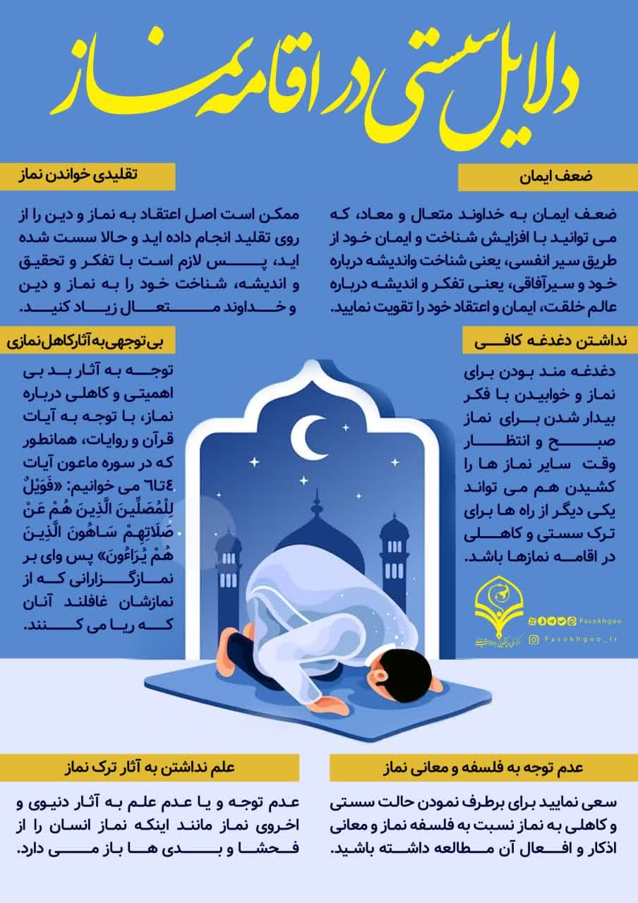 اینفوگرافی؛ دلایل سستی در نماز